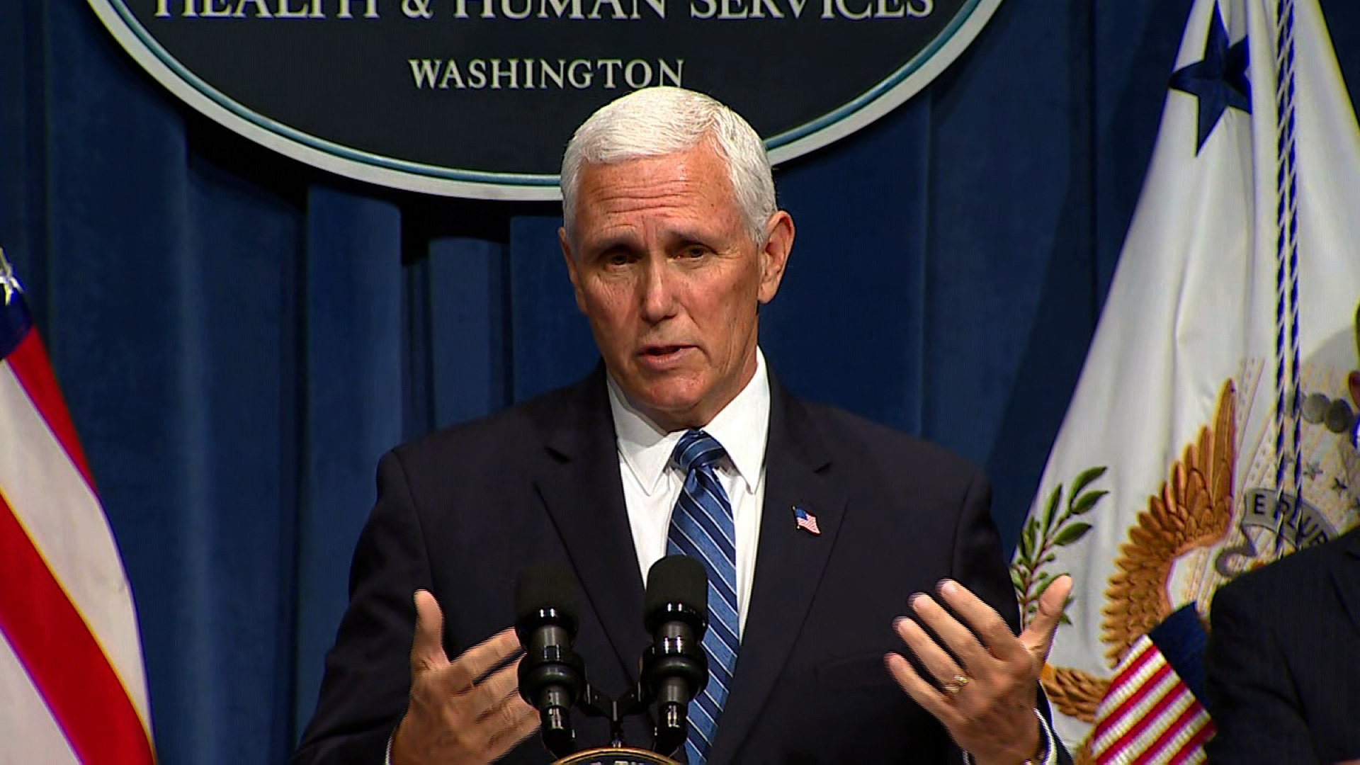 Vice President Mike Pence speaks at a coronavirus task force briefing in Washington, DC, on June 26.
